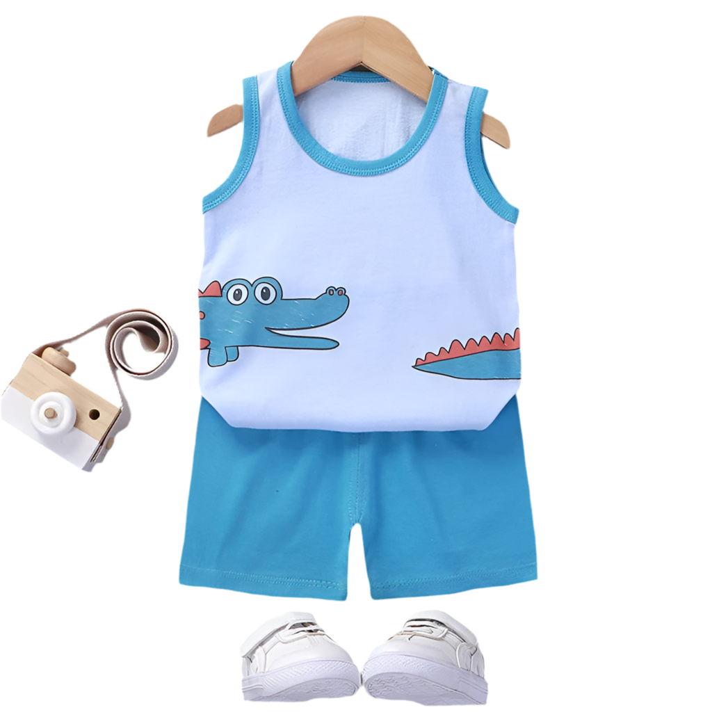 Girl’s Crocodile Blue Vest Set