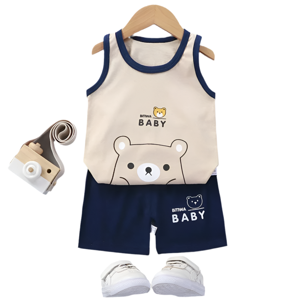 Boy’s Bear Design Vest Set