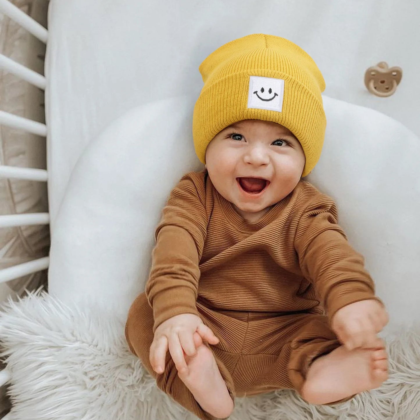 New Born Smiley Face Design Beanie - MORE COLOURS