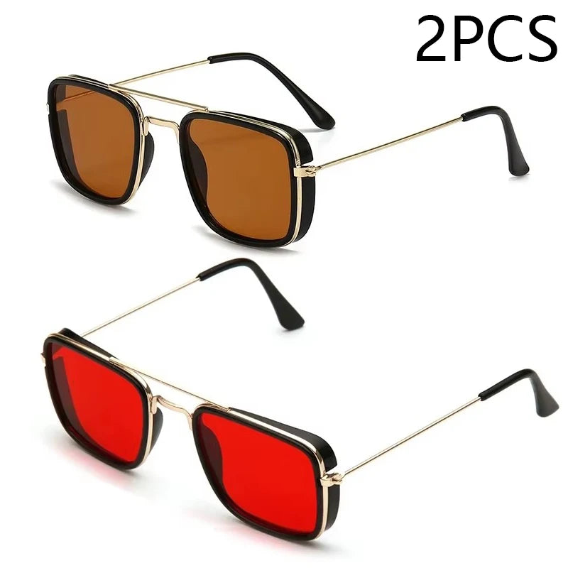 Unisex Retro Metal Small Square Frame Sunglasses - MORE COLOURS