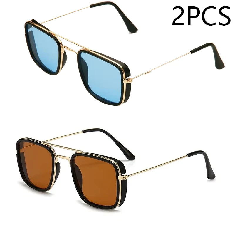 Unisex Retro Metal Small Square Frame Sunglasses - MORE COLOURS