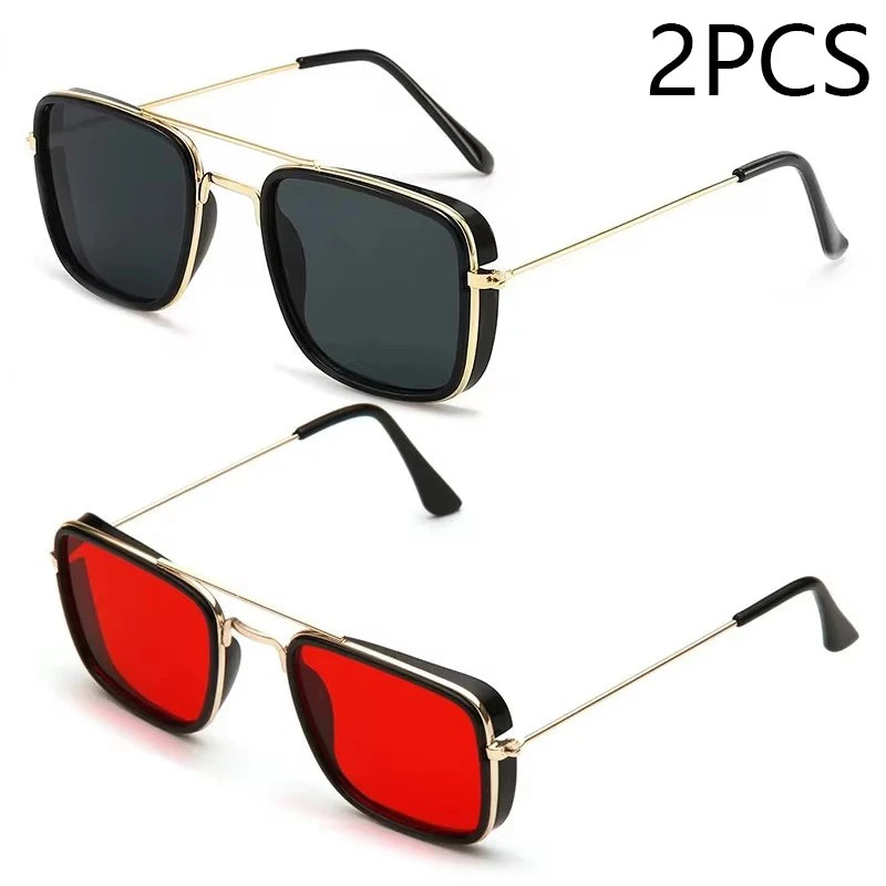 Unisex Retro Metal Small Square Frame Sunglasses - MORE COLOURS