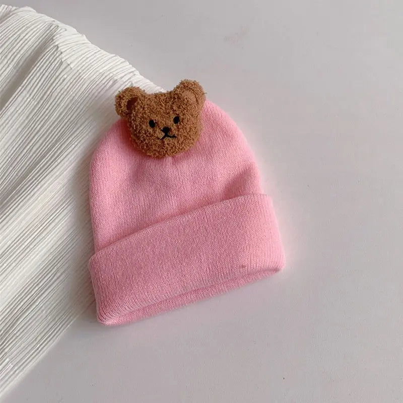 Cartoon Bear Baby Knitted Hat - MORE COLOURS