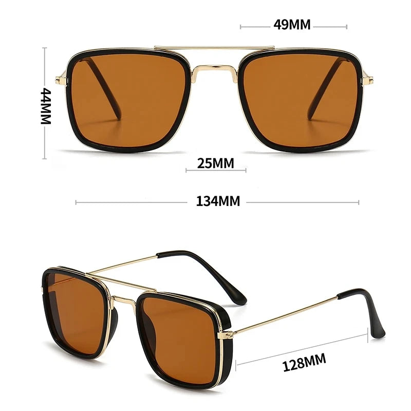 Unisex Retro Metal Small Square Frame Sunglasses - MORE COLOURS