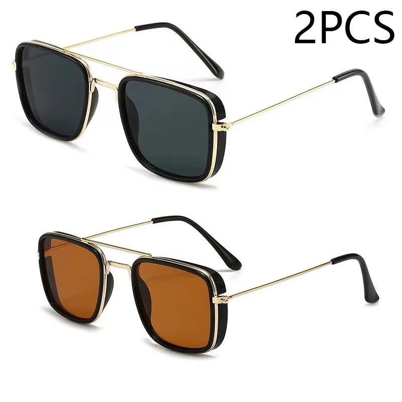 Unisex Retro Metal Small Square Frame Sunglasses - MORE COLOURS