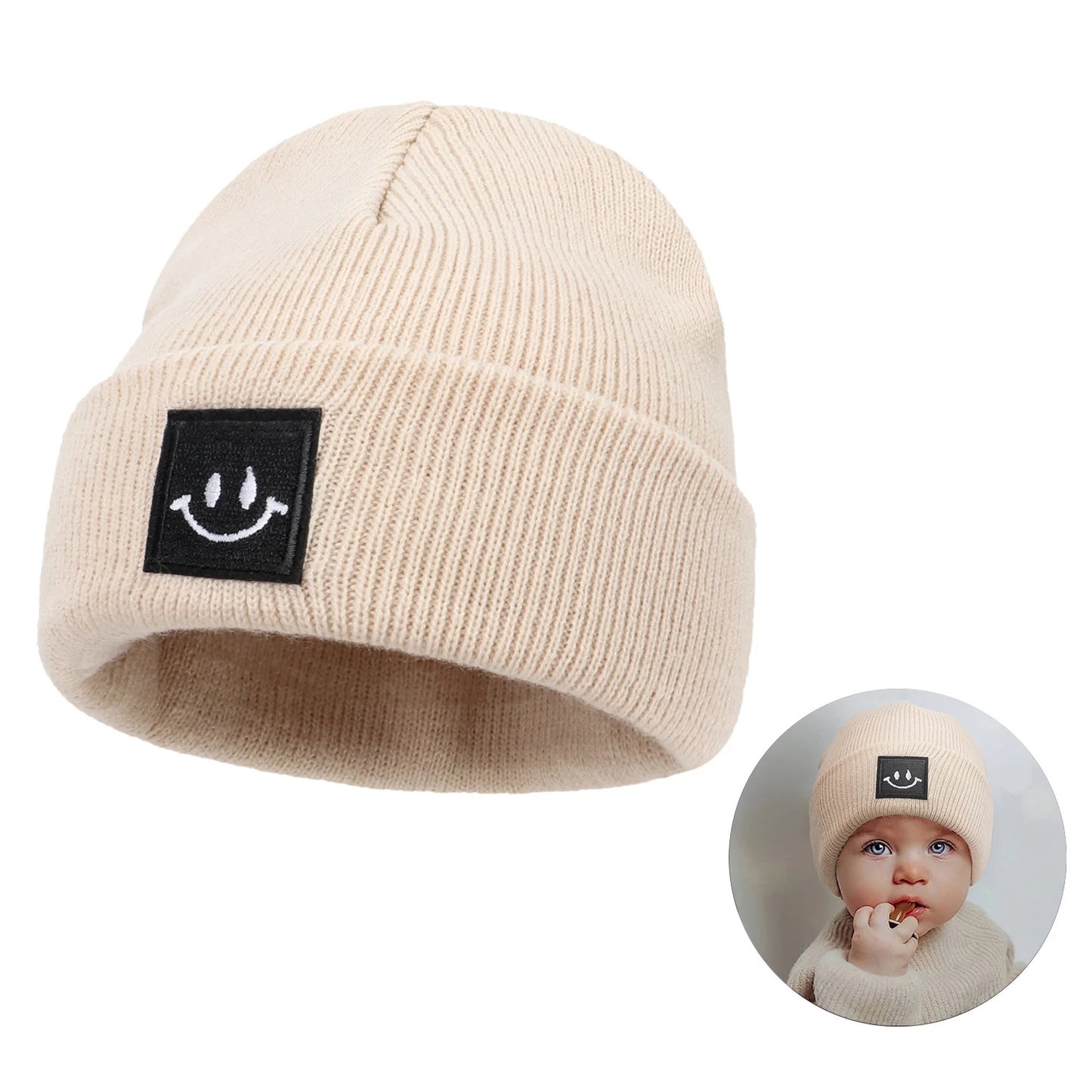 New Born Smiley Face Design Beanie - MORE COLOURS